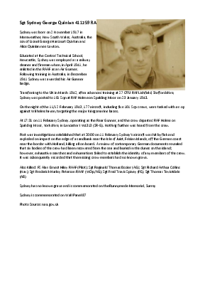 A preview of a PDF biography for Quinlan, Sydney George